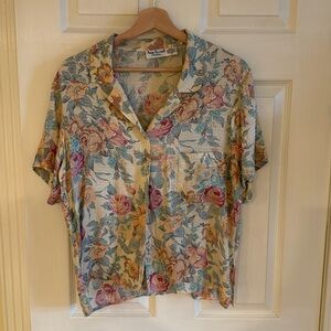 Anne Klein 100% silk floral blouse vintage - DC